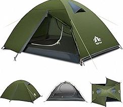 Night Cat 2-Persons Backpacking Tent: Waterproof Lightweight Camping Tent for Two People Hiking Outdoor Mountain with Aluminum Poles and Rainfly Green product image